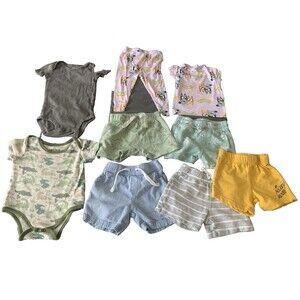 9 Piece Lot Baby Clothes Size 12 Mos Shorts 1 Piece 2 Piece Bluey 18 Mos 1-Piece